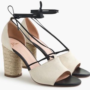 J Crew Stella heels in canvas with leather tie
